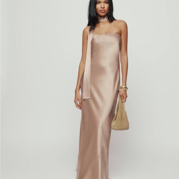 Reformation Oren Silk Dress Macadamia Size. XS New w/Tags - Picture 7 of 8